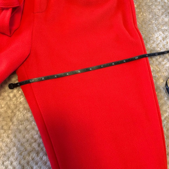 Red High Waist Paperbag Bow Tie Pants - Picture 5 of 10